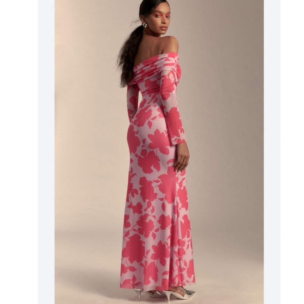 NWT Anthropologie AFRM Long-Sleeve Off-The-Shoulder Mesh Maxi Dress - Picture 5 of 14
